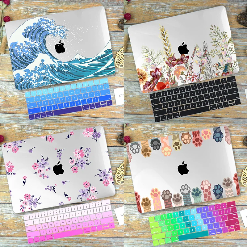 Hard Crystal Floral Case for MacBook Air 12 /air 13 2020 A2337 retina pro 13.3 15 16 touch bar A2338 Flowers Laptop Case Sleeve