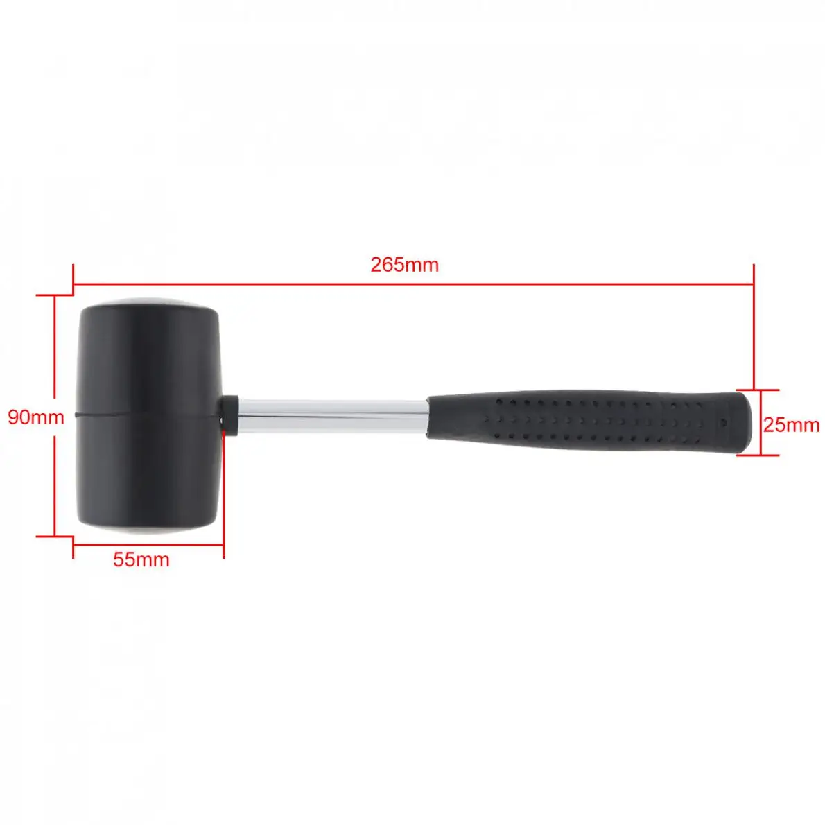 Rubber and Steel 400g Non-elastic Black Rubber Hammer Tile hammer with Round Head and Non-slip Handle DIY Hand Tool