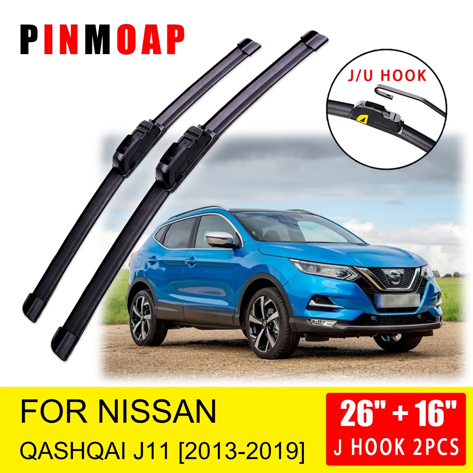 For  Nissan Qashqai J11 2013 2014 2015 2016 2017 2018 2019  Front Wiper Blades Brushes Cutter  U J Hook