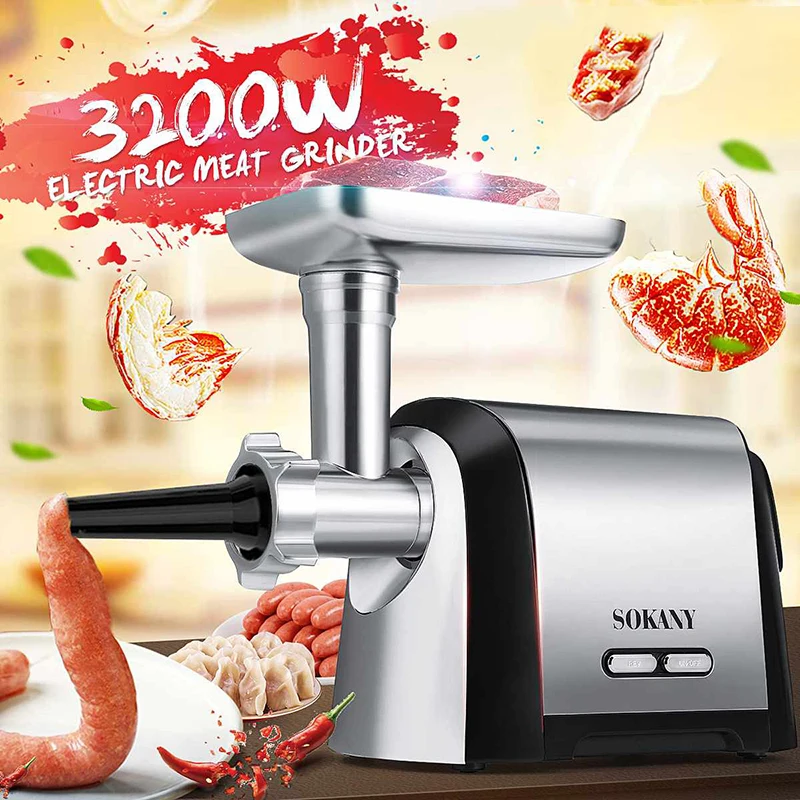 

Electric meat grinder household multifunctional automatic stainless steel minced meat filling machine enema small commercial