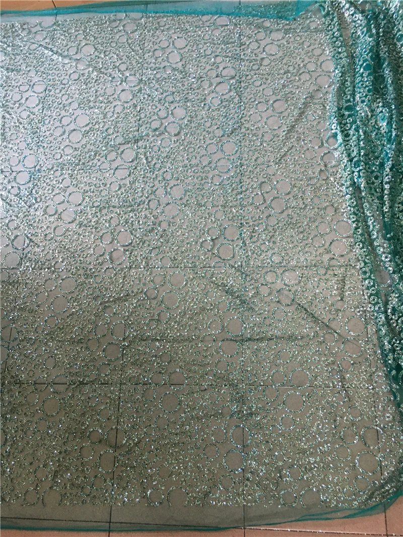 Di colore verde glitter oro lato incollato stampa glitter tessuto del merletto per il taglio/vestito da sera/stage di decorazione JRB-72612