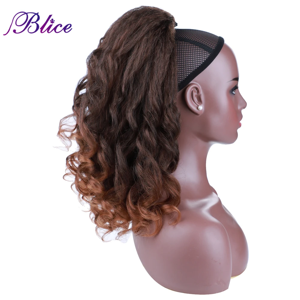 Blice Synthetic Drawstring Wavy Ponytail Clip In Warp Ponytail Hair Extension With Two Combs Natural Fake Hairpieces for Women