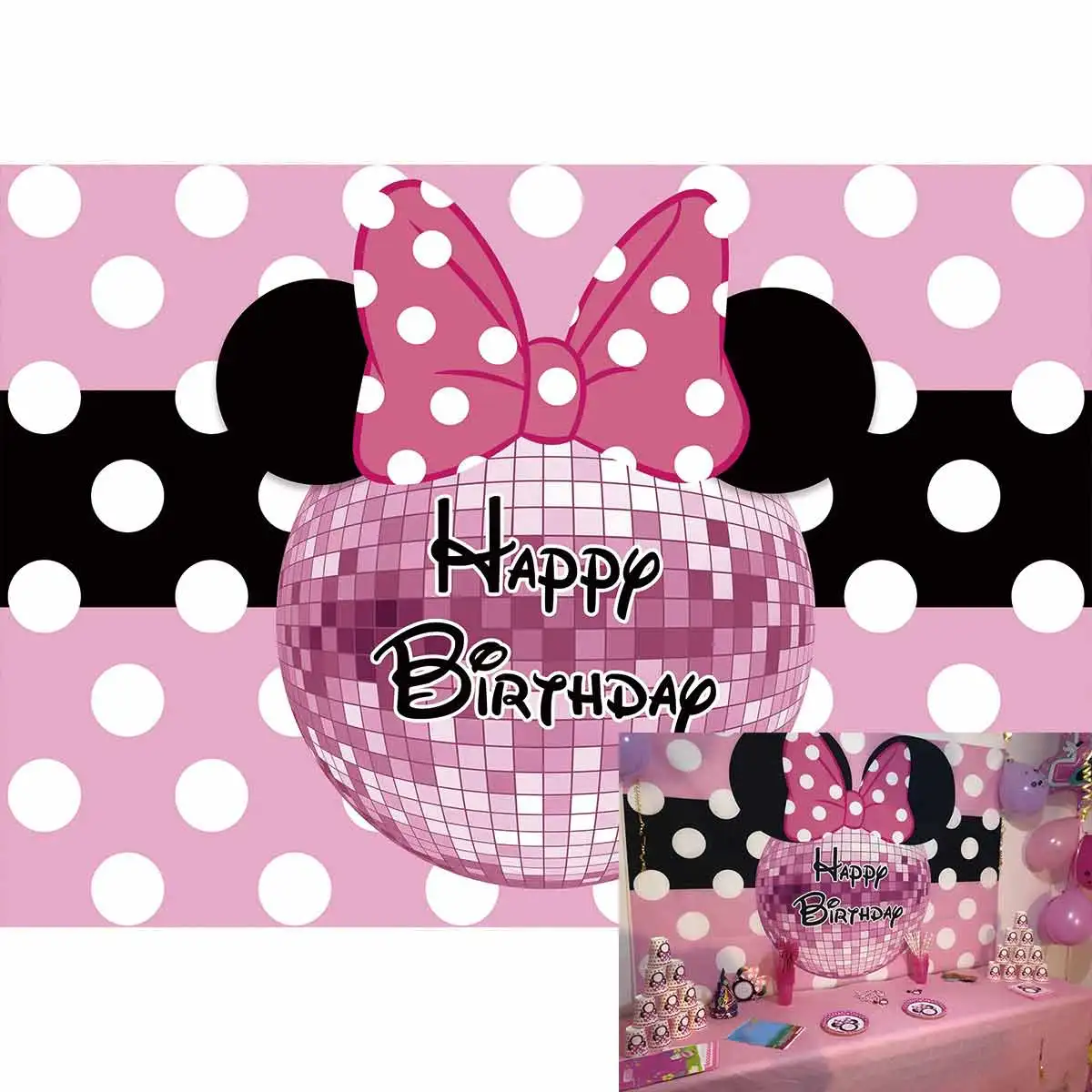 Allenjoy-誕生日,出生前のパーティー,子供と新生児のためのピンクの漫画の背景