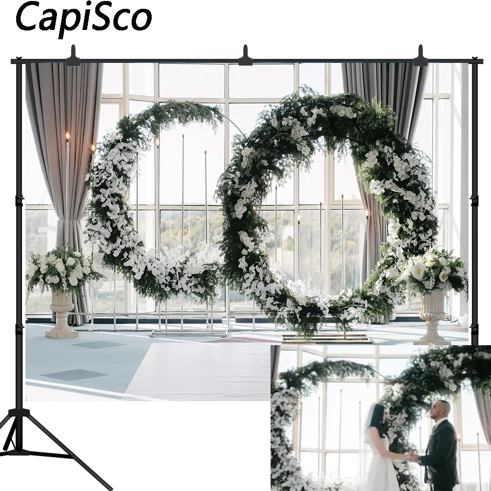 

Capisco Wedding Photography Backdrop Bridal Shower Engagement Party Background Pergola Romantic Ceremony Photo Studio Props