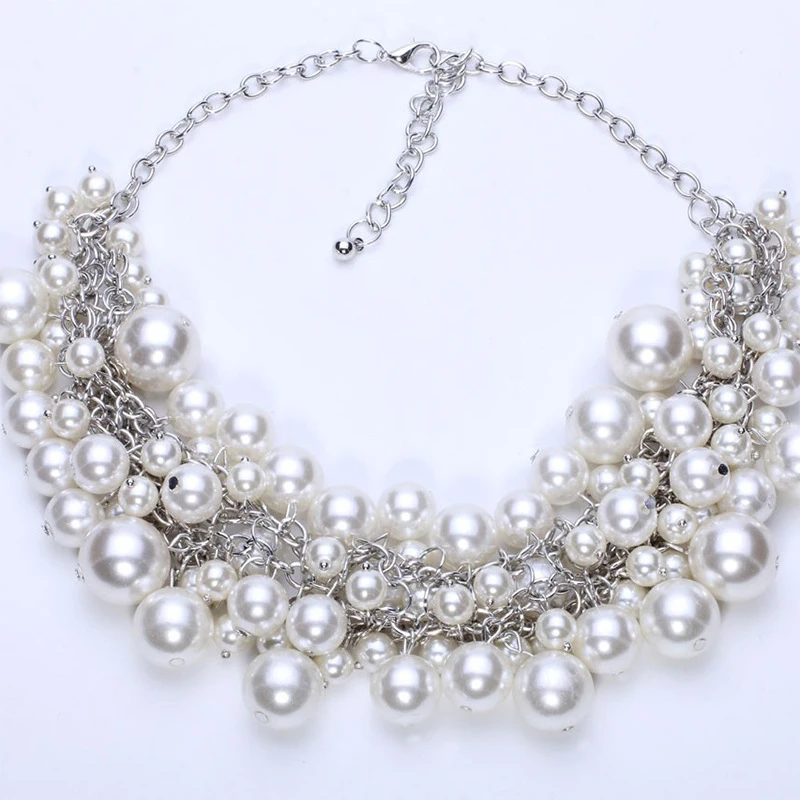 Fashion Pearl Necklaces For Women Statement Clavicle Chain Luxury Elegent Pearl Necklace Banquet Wedding For Women Gifts