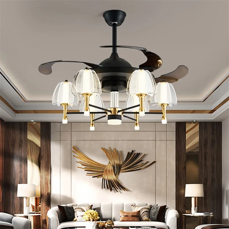 

OUFULA Fan Ceiling Lamp With Remote Control Invisible Fan Blade LED Fixtures Home Decorative For Living Room Bedroom Restaurant
