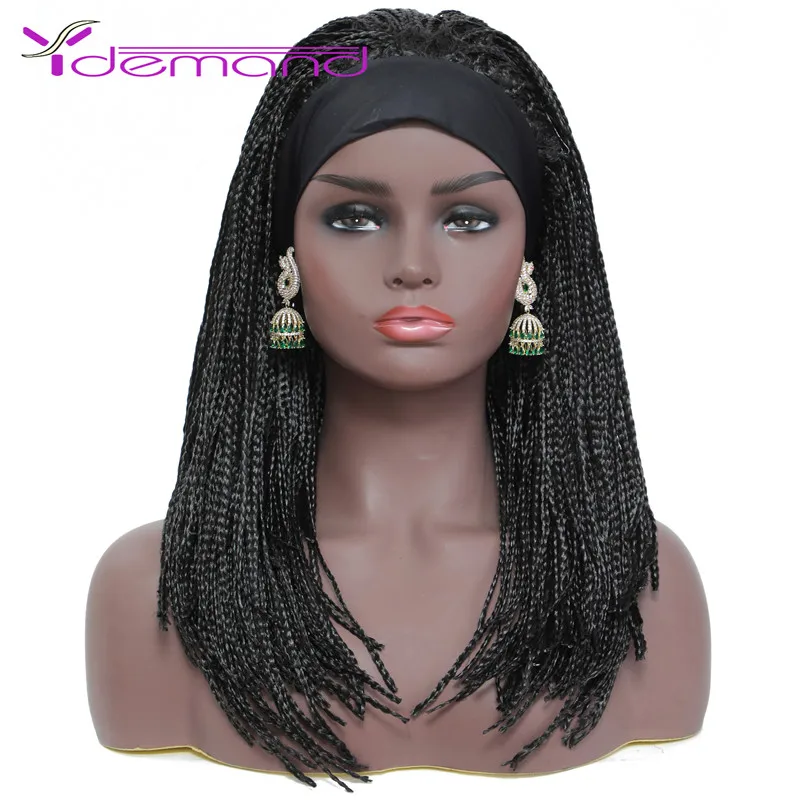 Y Demand Braided Wigs Medium Long Braiding Crochet Hair Synthetic For Women With Headband Headband Half Wigs