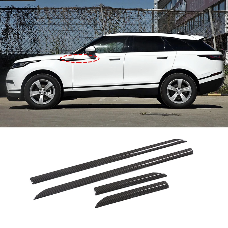 4 Pcs Carbon Fiber Side Fender Cover Trim ABS Plastic For Land Rover Range Rover Velar 2017 2018 Car Accessories