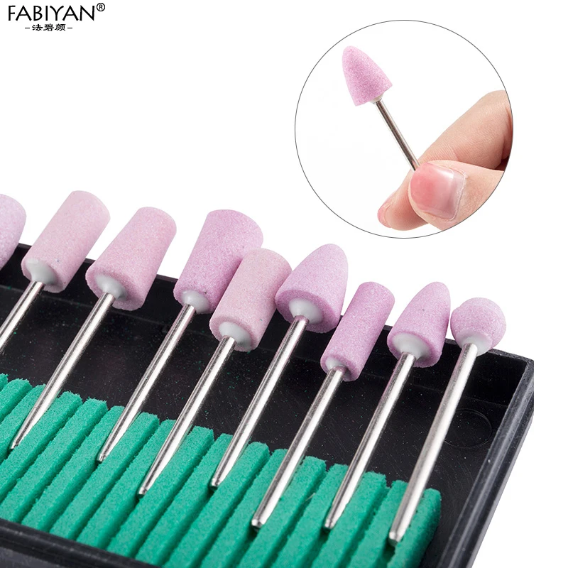 10/12 pçs de aço inoxidável máquina elétrica cerâmica broca bits arquivo unha arte polimento moagem cabeça manicure pedicure ferramentas conjunto