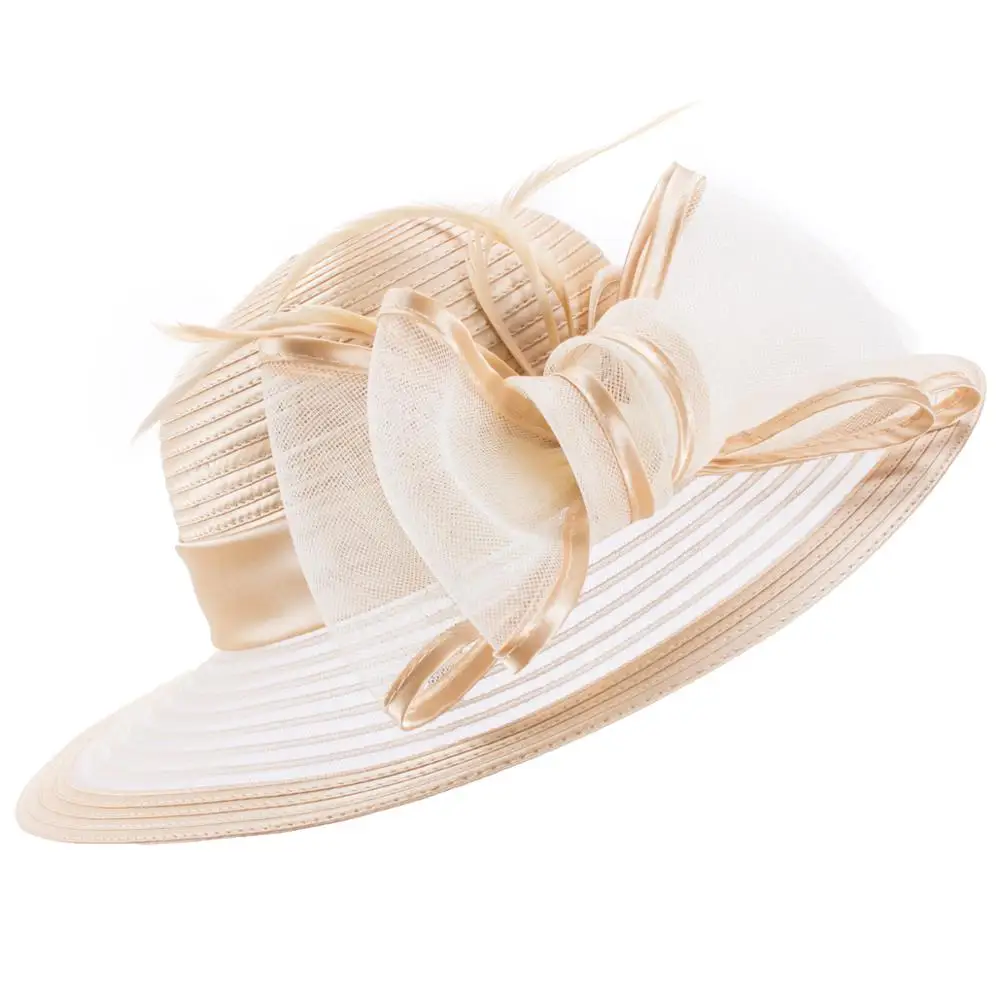 Lawliet Womens Satin Ribbon Sun Summer Hat Church Designer Couture Bridal Kentucky Derby Cap A584
