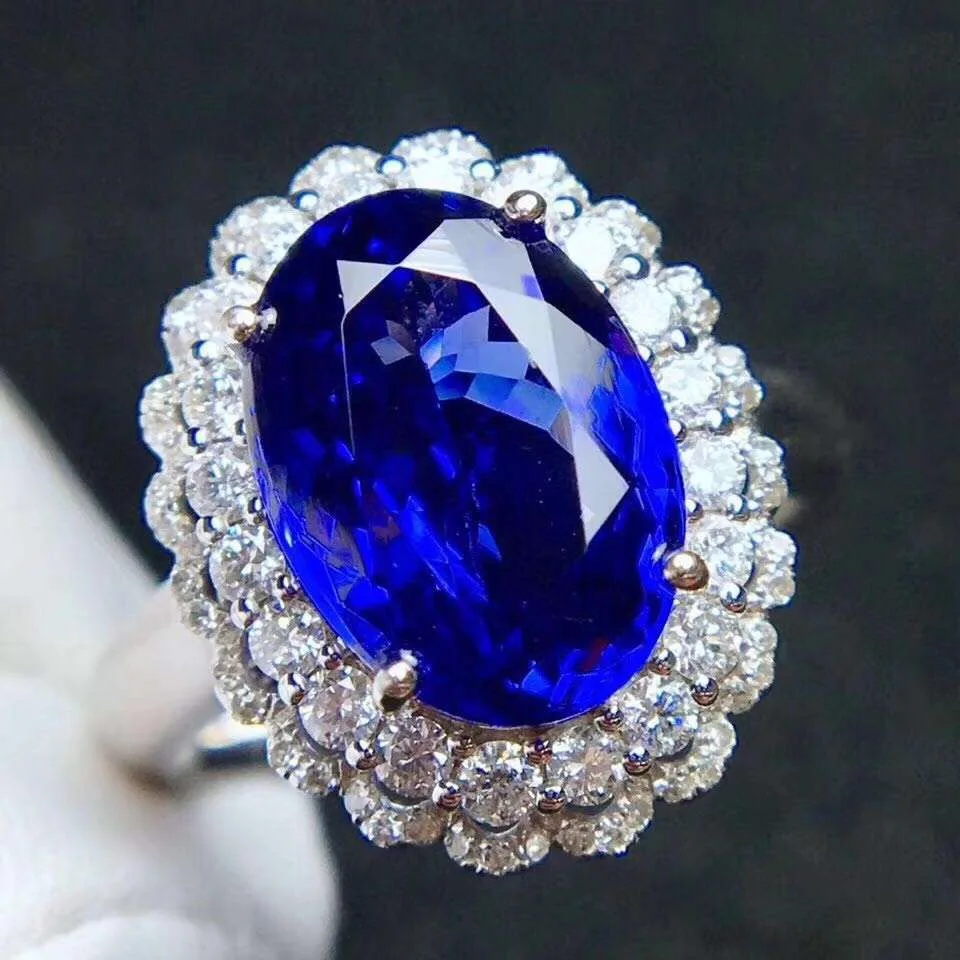 Blue sapphire Ring 925 sterling silver inlaid sapphire ring High quality  For Men or Woman Gem 10*14mm