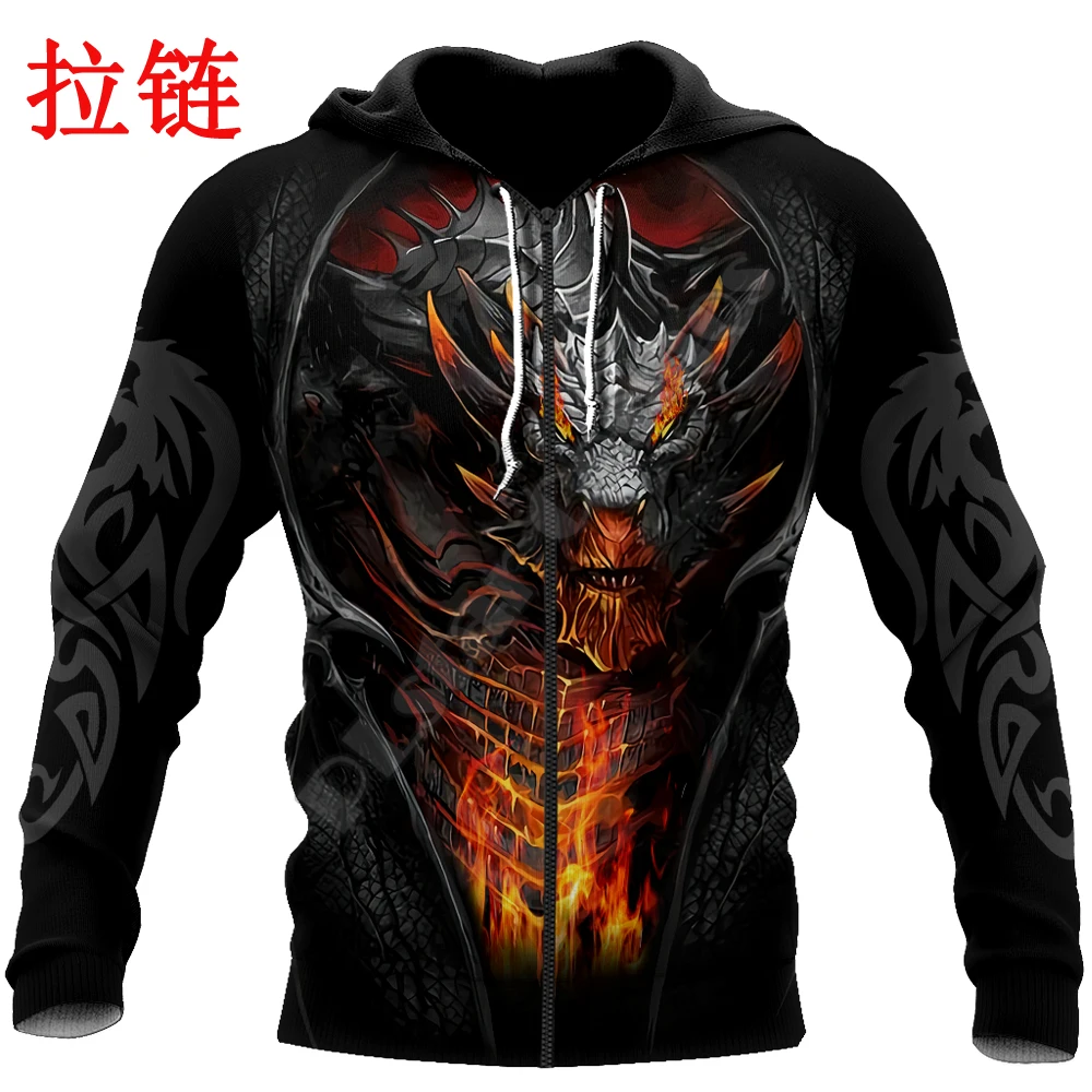 Beautiful Fire Dragon Tattoo 3D Printed Mens Hoodie Unisex hoodies Sweatshirt Autumn Streetwear Casual Jacket Tracksuit KJ747