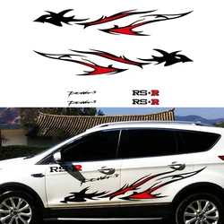 190cm Black+Red Flame Dragon Stripes Graphics Car Vinyl Sticker Decal Body Side