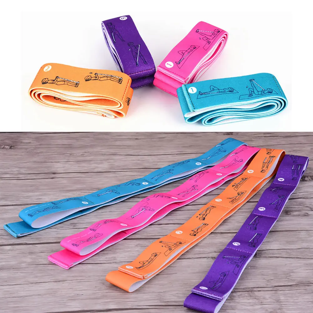 Yoga Pull Strap Belt Polyester Latex Elastic Latin Dance Stretching Band Loop Yoga Pilates GYM Fitness Exercise Resistance Bands