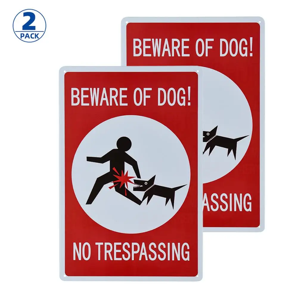 

DL-2-Pack No Trespassing Beware of Dog 8” x 12” Vintage Retro Metal Sign