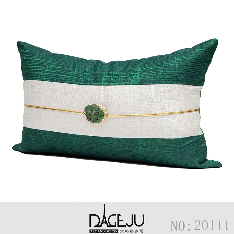 Solid Green Gem Cushion Cover Home Decorative Waist Pillow Sofa Car Chair Cushions Light Luxury Pillow Cover