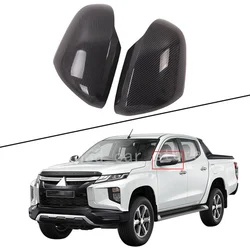 FIT FOR Mitsubishi triton L200 2019 2021 carbon filbe ABS rearview mirror rear view rear mirror driving mirror cover accessories