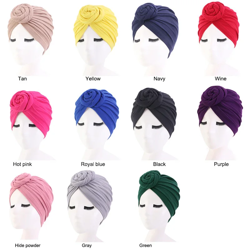 Women Stretchy HeadWrap Shawls Long Hair Scarf Wrap Solid Color Soft HeadBand Pre-Tied BonnetAfrican Turban Knot Hat Beanie Cap