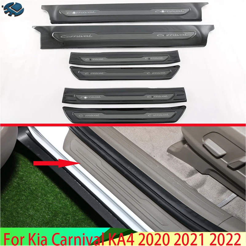 

For Kia Carnival KA4 2020 2021 2022 Car Accessories Stainless Steel Ouside Door Sill Panel Scuff Plate Kick Step Trim Cover