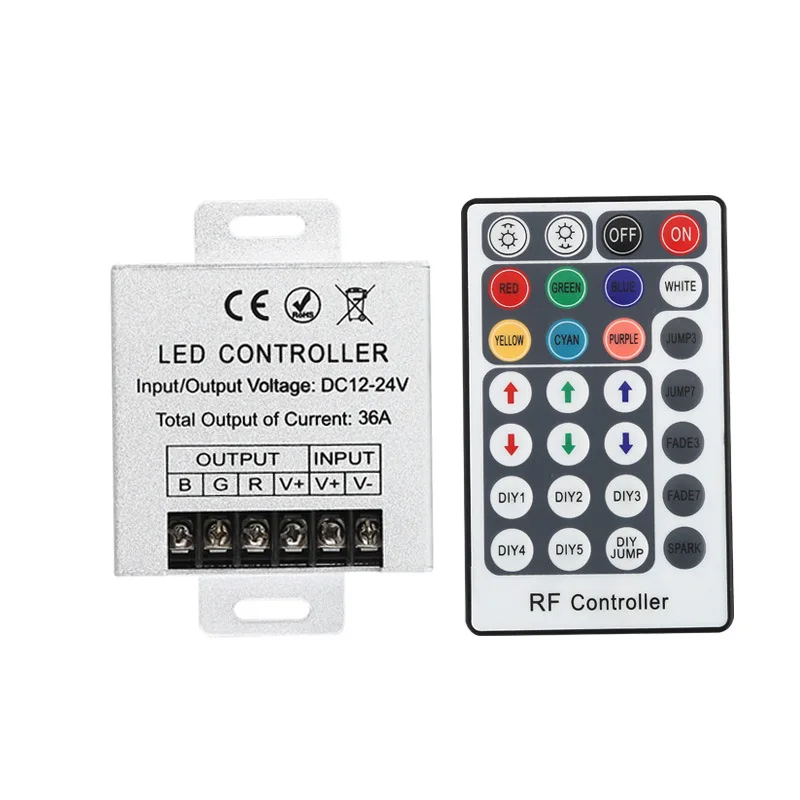 

LED RGB Controller For 12V 24V 36A LED Strip Light Wireless Remote Controller SMD 2835 5050 RGB LED Strip Controller