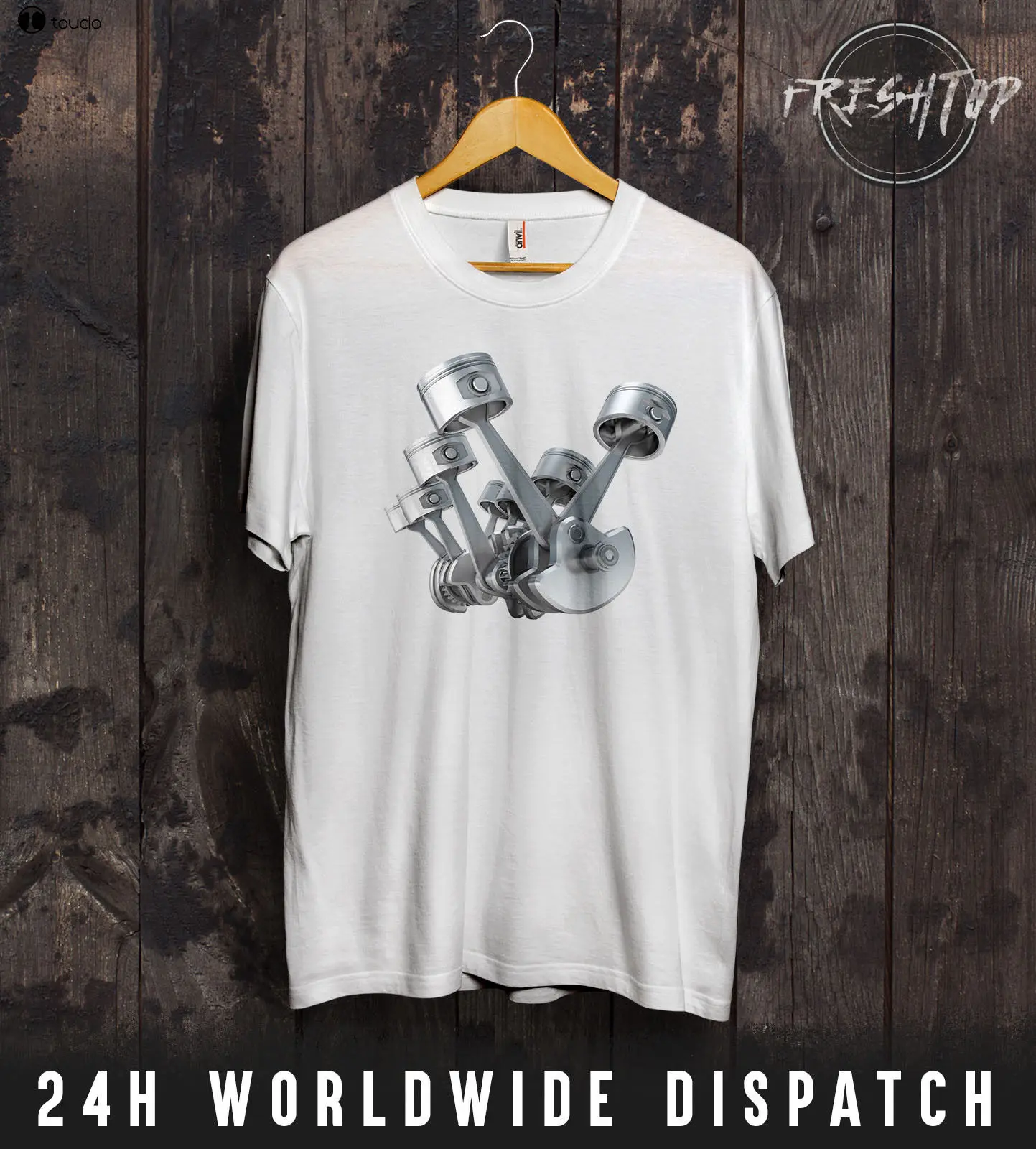 Print Men T Shirt Summer Engine Pistons Cylinders T Shirt Car Mechanic Motor Parts Engineer Gift Present T-Shirt