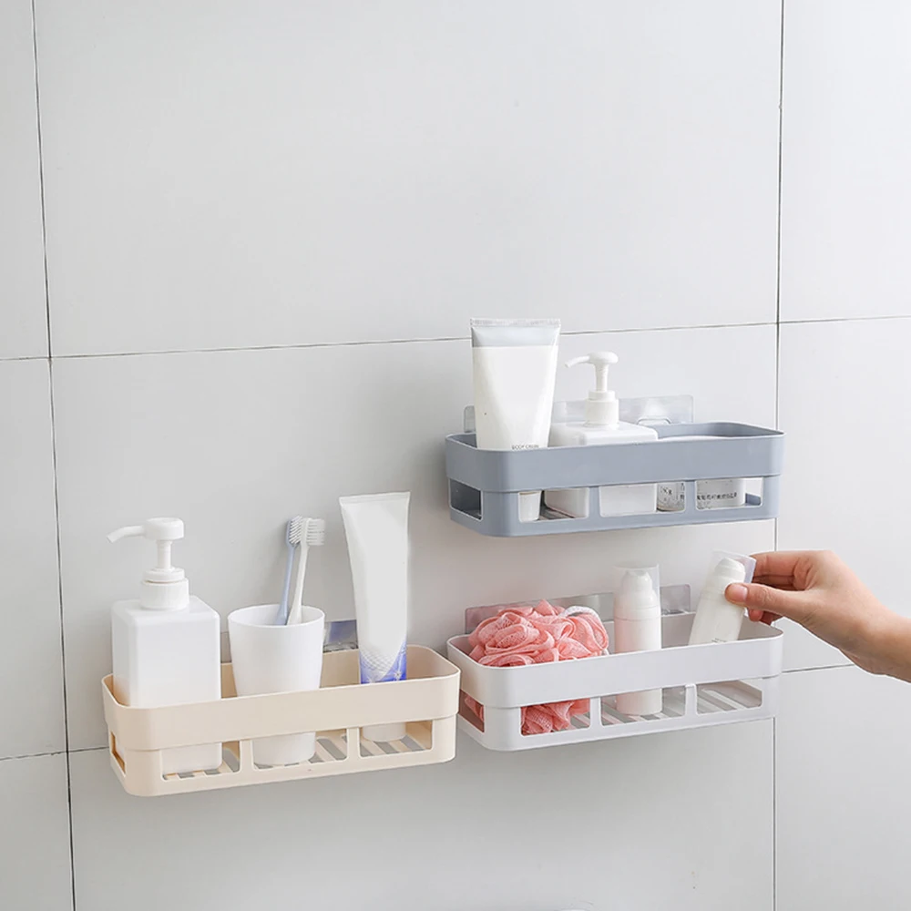 Hot Sale Adhesive Storage Rack Bathroom Accessories Corner Shower Shelf Kitchen Bathroom Shelf Home Decoration 3 Colors