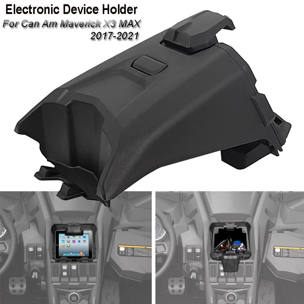 

For Can Am Maverick X3 Models 2017-2021 Black Electronic Device Holder With Integrated Storage