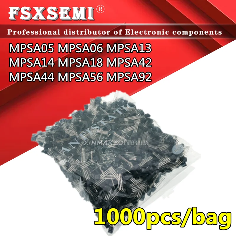 

1000pcs MPSA05 MPSA06 MPSA13 MPSA14 MPSA18 MPSA42 MPSA44 MPSA56 MPSA92 Triode A05 A06 A13 A14 A18 A42 A44 A56 A92 TO-92