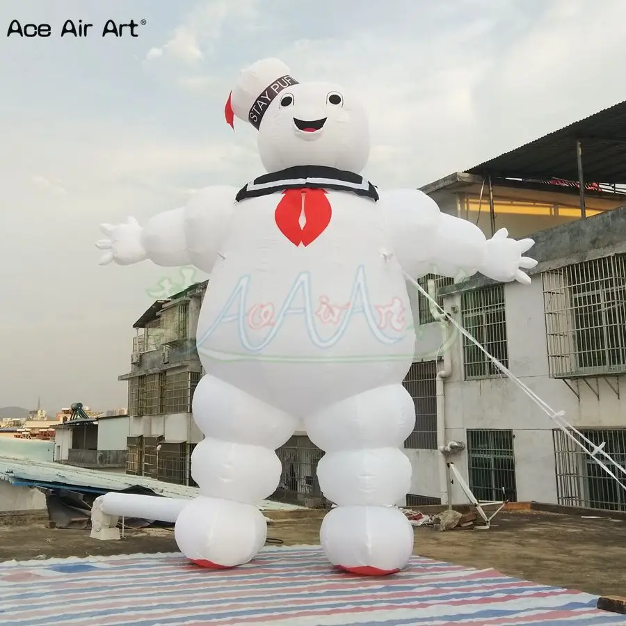 4m H Inflatable Ghost Busters Stay Puft Pop Up Marshmallow Man มาพร้อมกับเครื่องเป่าลมฟรีสําหรับตกแต่งปาร์ตี้ฮาโลวีน