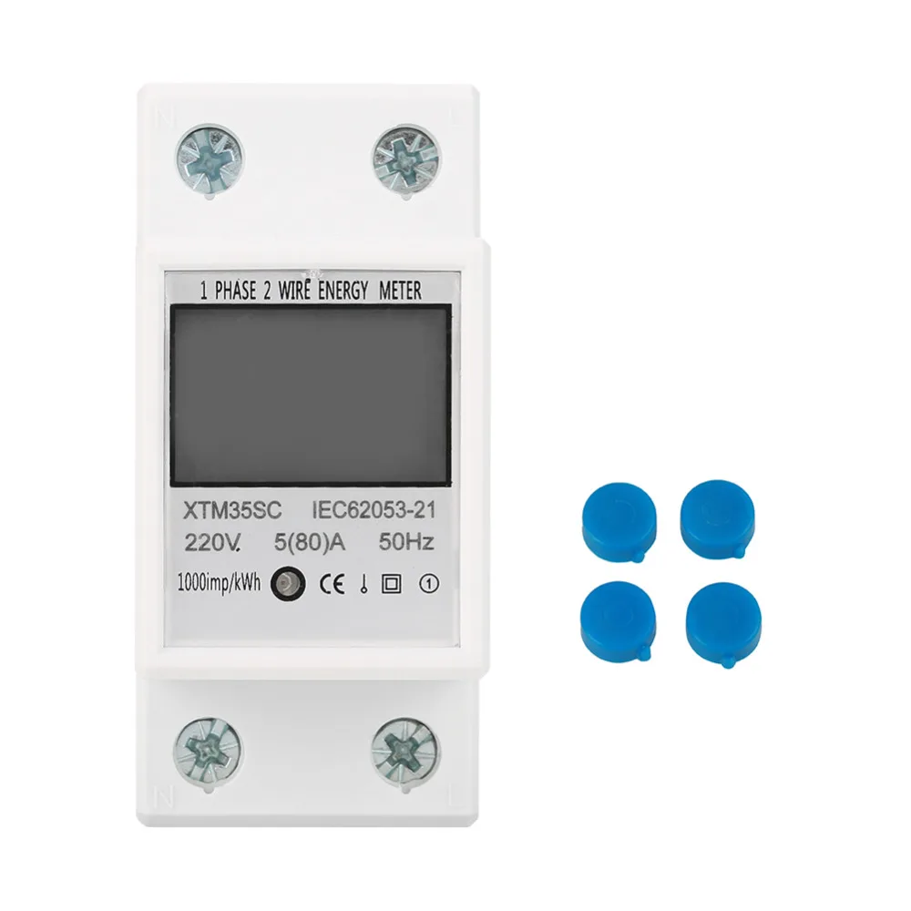 Szyna Din LCD cyfrowy jednofazowy licznik energii kWh pobór mocy watomierz elektroniczny AC 220V 80A