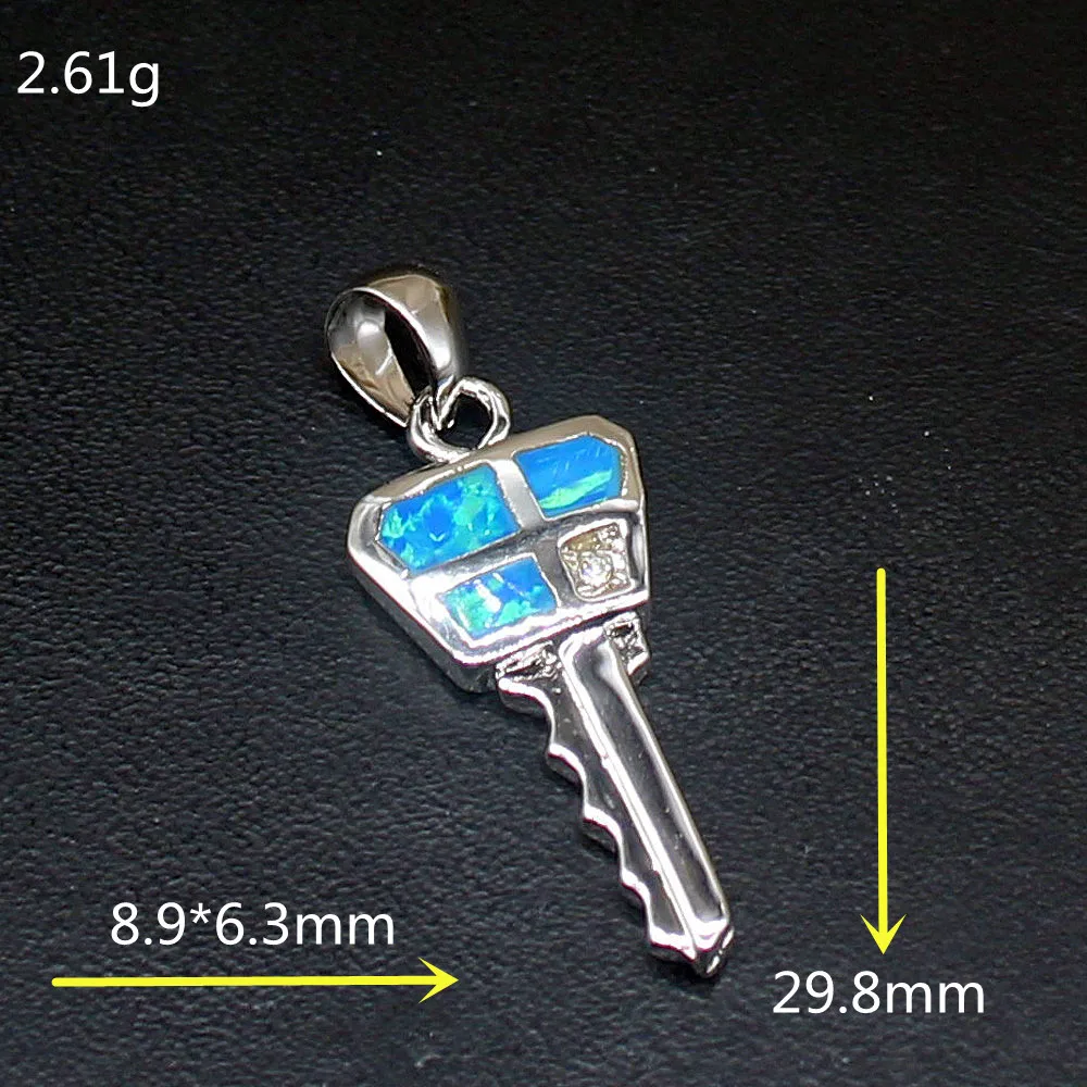 Gemstonefactory Jewelry Big Promotion 925 Silver Key Shape Australian Blue Opal Women Ladies Gifts Necklace Pendant 20214533