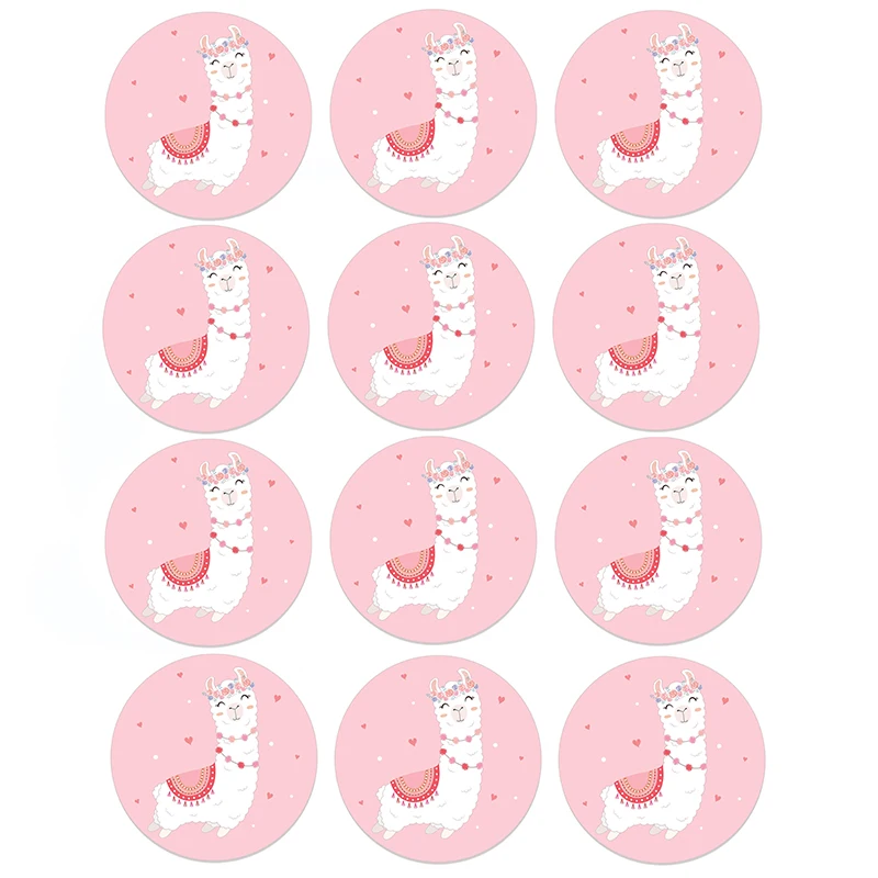 24/48PCS Llama Cactus Stickers Adhesive Stickers DIY Decoration Cartoon Cute Alpaca Birthday Mexican Party Decoration Sticker