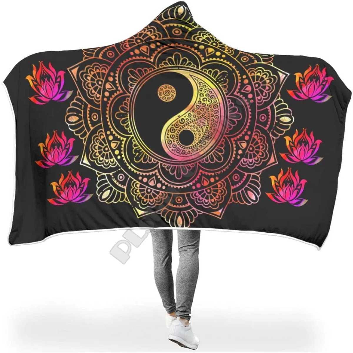 

Tai Chi Bagua 3d printed Hooded Blanket Adult child Sherpa Fleece Wearable Blanket Microfiber Bedding Drop Shipping