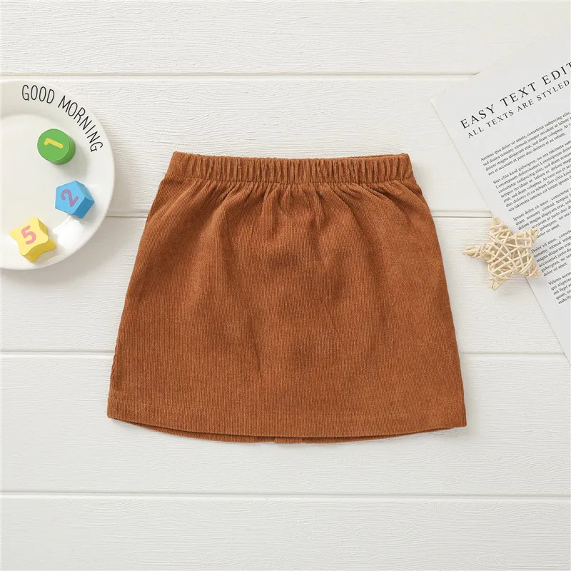 Blotona Newborn Baby Girls Fashion Mini A-line Skirt Children Stylish Solid Color Corduroy Skirt for Party Daily Wear 0-3Years