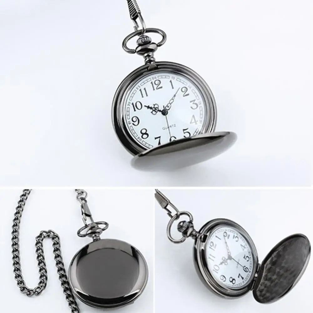 2021 New Hot Sale Retro Vintage Men Steampunk Punk Smooth Surface Pendant Chain Classic Pocket Watch