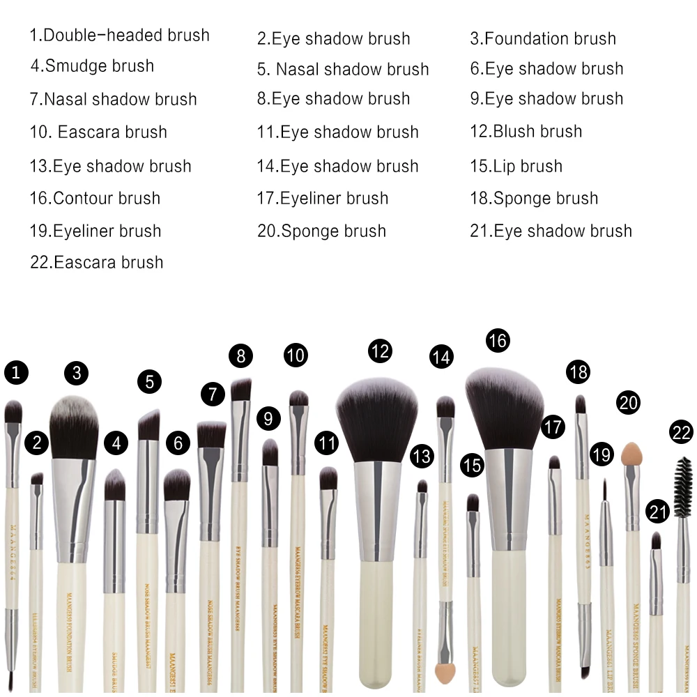 MAANGE 15/22Pcs Beauty Makeup Brushes Set Cosmetic Foundation Powder Blush Eye Shadow Lip Blend Make Up Brush Tool Kit Maquiagem