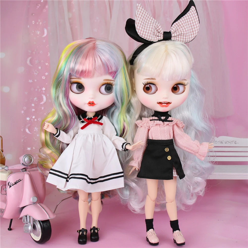 ICY DBS Blyth doll 1/6 bjd joint body white skin matte face mul30cm toy Multicolor hair smiling face custom doll anime