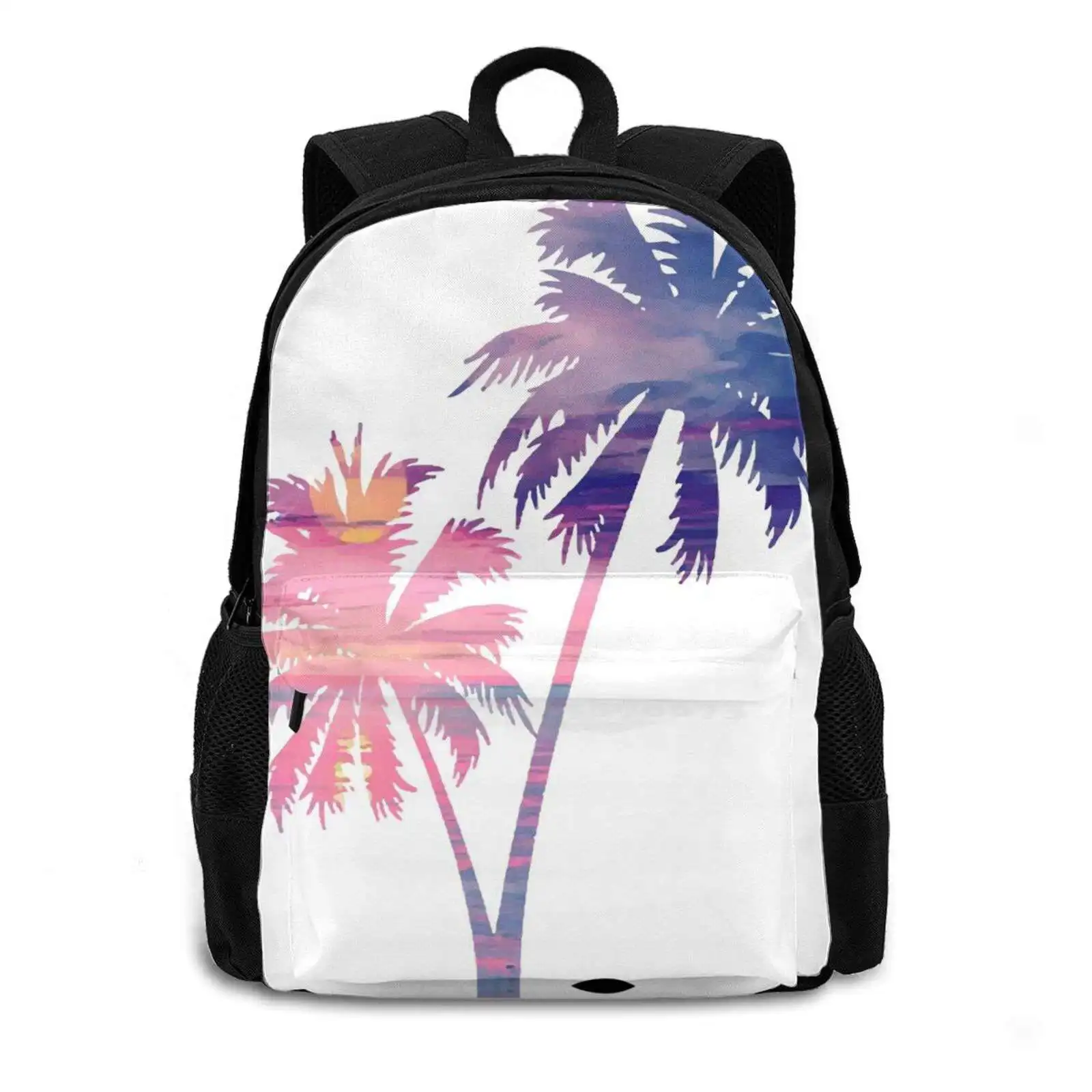 Wave Palmer School Bag Big Capacity Backpack Laptop 15 Inch Waves Beach Palm Tree Palms Ocean Sunset Boho