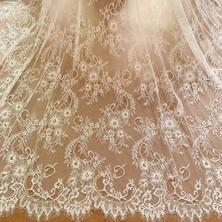 3M Long Eyelash Chantilly Lace Traditional Wedding Lace Fabric White Ivory Hot Selling DIY Material Sewing