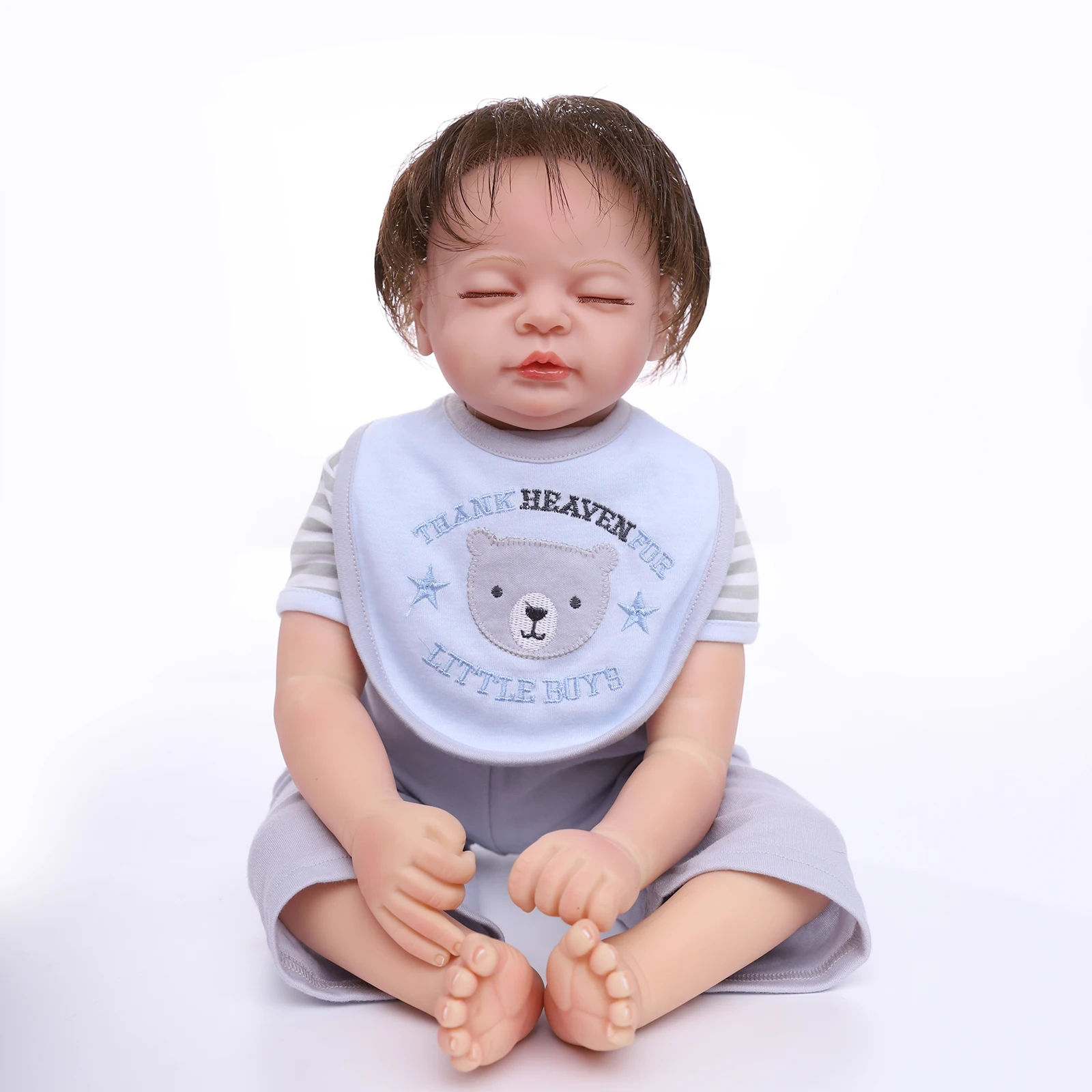 Reborn Doll Baby 20 Inch 55 Cm Silicone Vinyl Facial Simulating Realistic Sleeping Boy Toy Collection Birthday Gift