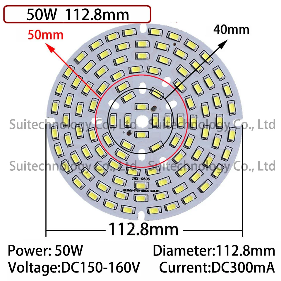 Panneau lumineux haute luminosité, 50W 70W 100W, PCB et pilote, plaque de lampe en aluminium SMD5730 pour plafonnier bricolage, ampoule LED