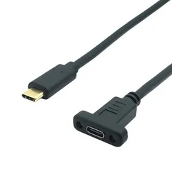 USB 3.1 Type c Male to Female Extension Cable with Panel Mount Screw,USB C female to USBc Male extending Wire Extender Data Cord