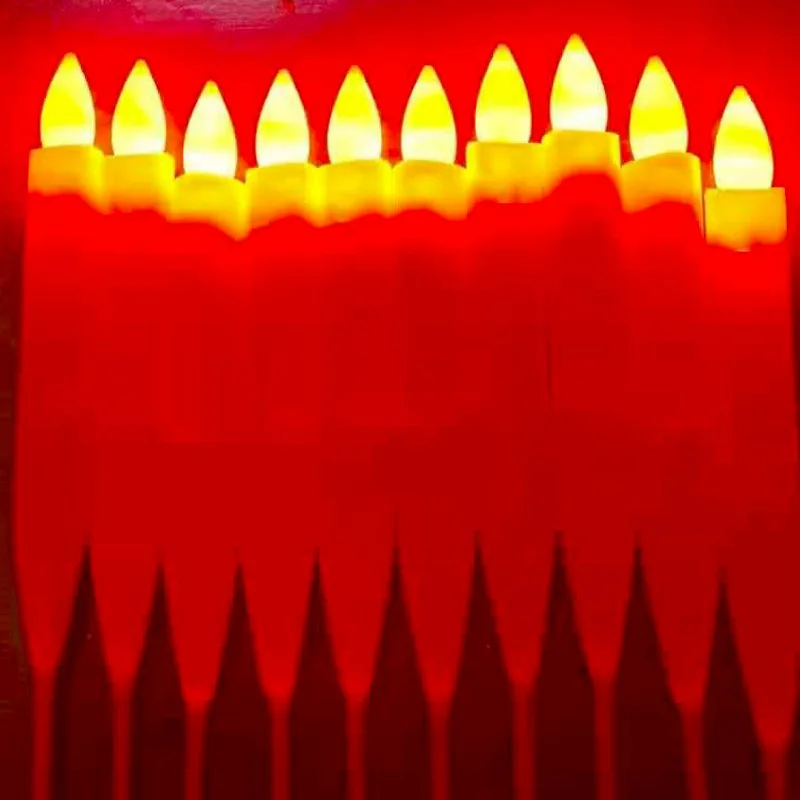 Simulation LED Electronic Candle Lamp Wedding Sacrificial Temple Buddha Worship Lighting White Red Halloween Home Decor 25cm