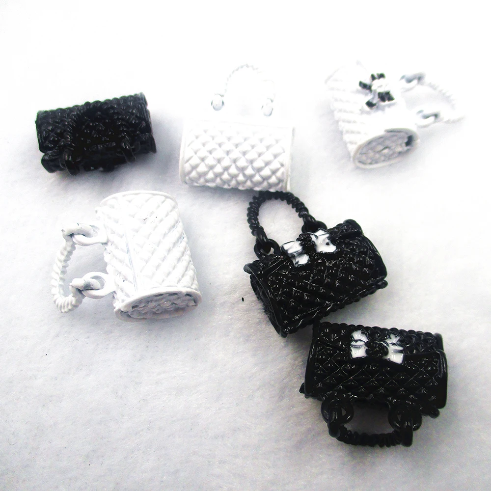 6pcs OL Style Bags With Flower Enamel Charms Clothes Handbags Alloy Pendants DIY Earring Bracelet Jewelry Accessory XL428