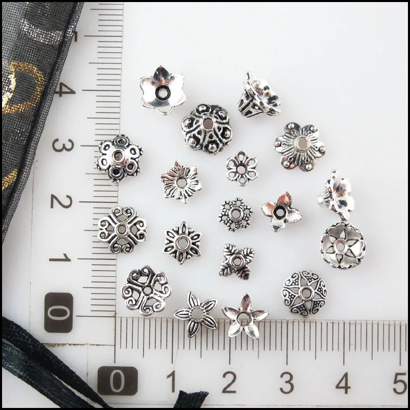 Fashion New Flower Heart Leaf Clover Star Connectors Tibetan Silver Plated End Bead Caps