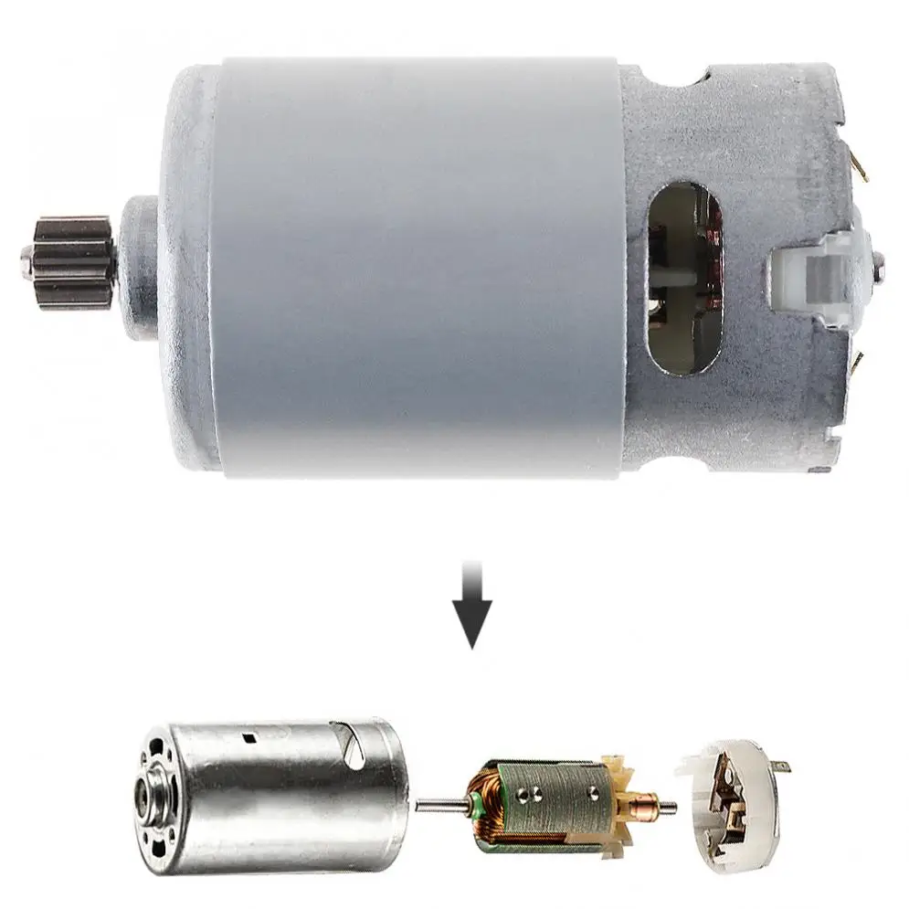 RS550 19500 RPM 16.8V 21V 25V DC Motor with Single Speed 9/11/12 Teeth and High Torque Gear Box for Electric Drill / Screwdriver