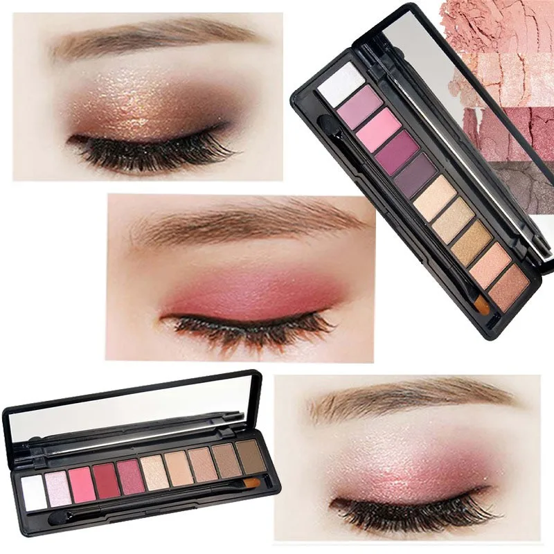 NOVO 10 Colors FashionEye Shadow palette Shiny Matte Glitter Pigment Long lasting Shimmer Pigmented Nude Eye ShadowCosmetic