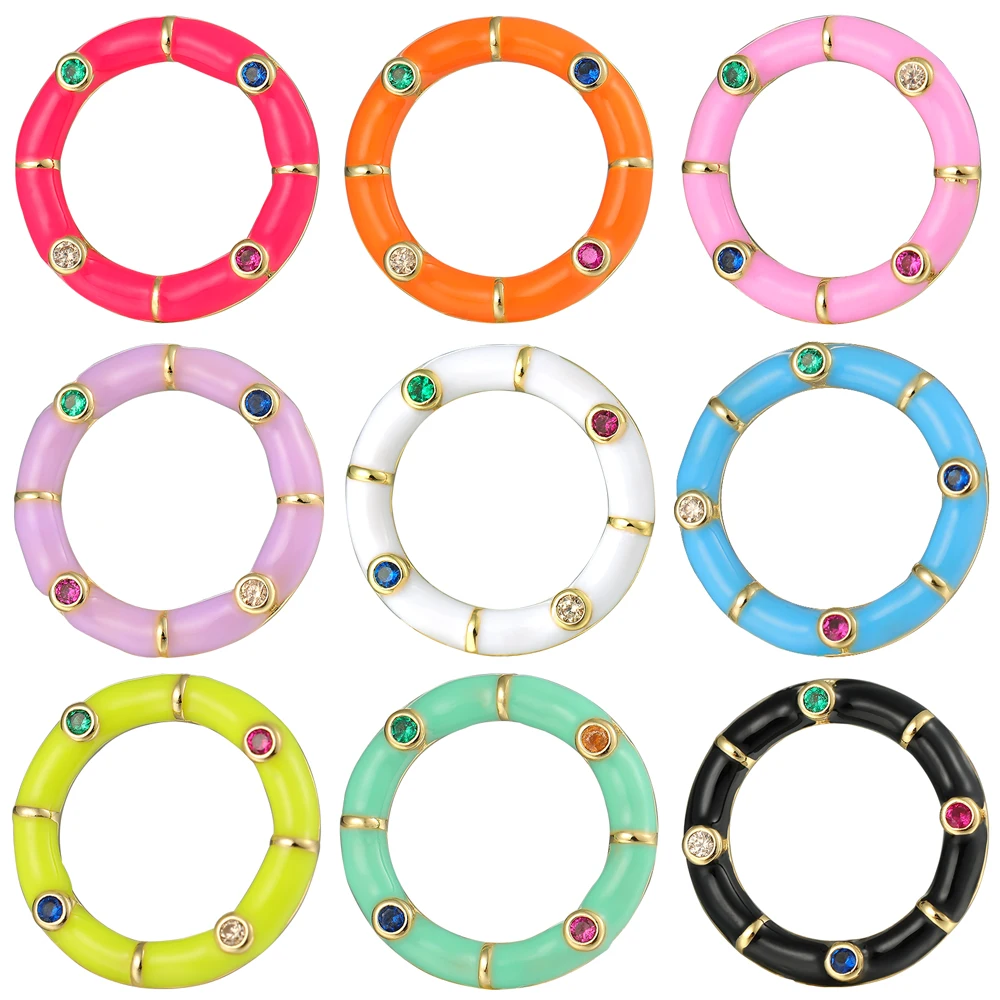 Juya Handmade Colorful Enamel Circle Hooks Clasps Making Buckles DIY Needlework Decoration Women Fashion Jewelry Accessories