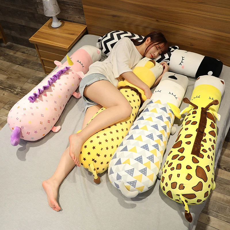 1pcs 90/105cm Long Pillow Plush Nap Pillow Animals Plush Toys Stuffed Super Soft Pillow Lovely Gift for Girl Toy