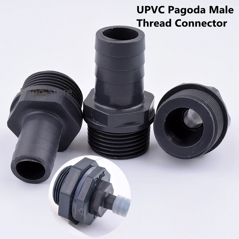 1Pc Thickening UPVC Pagoda Male Thread Connector Industrial Grade High Pressure Resistance Garden Irrigation Hose Aquarium